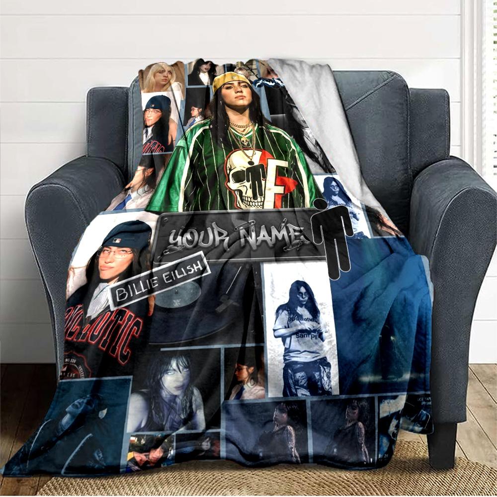 Name Custom Billie Print Flannel Blanket High Quality Warm Comfortable Cover for All Seasons Perfect for Gifts Home Decor