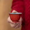 2pc/lot Palace Museum Red Carving Jade Orchid Teacup Traditional Tea Bowl Cute Cup Personal Cup Chazhan Master Cups Teaware 60ml
