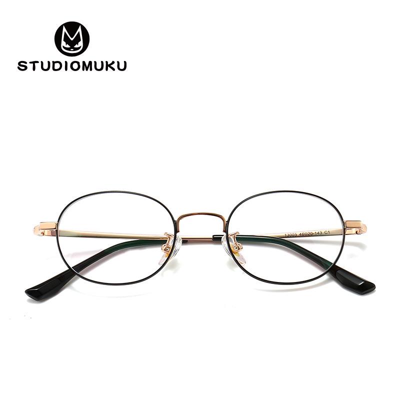 STUDIOMUKU High Power Wide Rim Round Eyeglass Frame - Thick, Stylish Accessory for Men & Women with Myopia