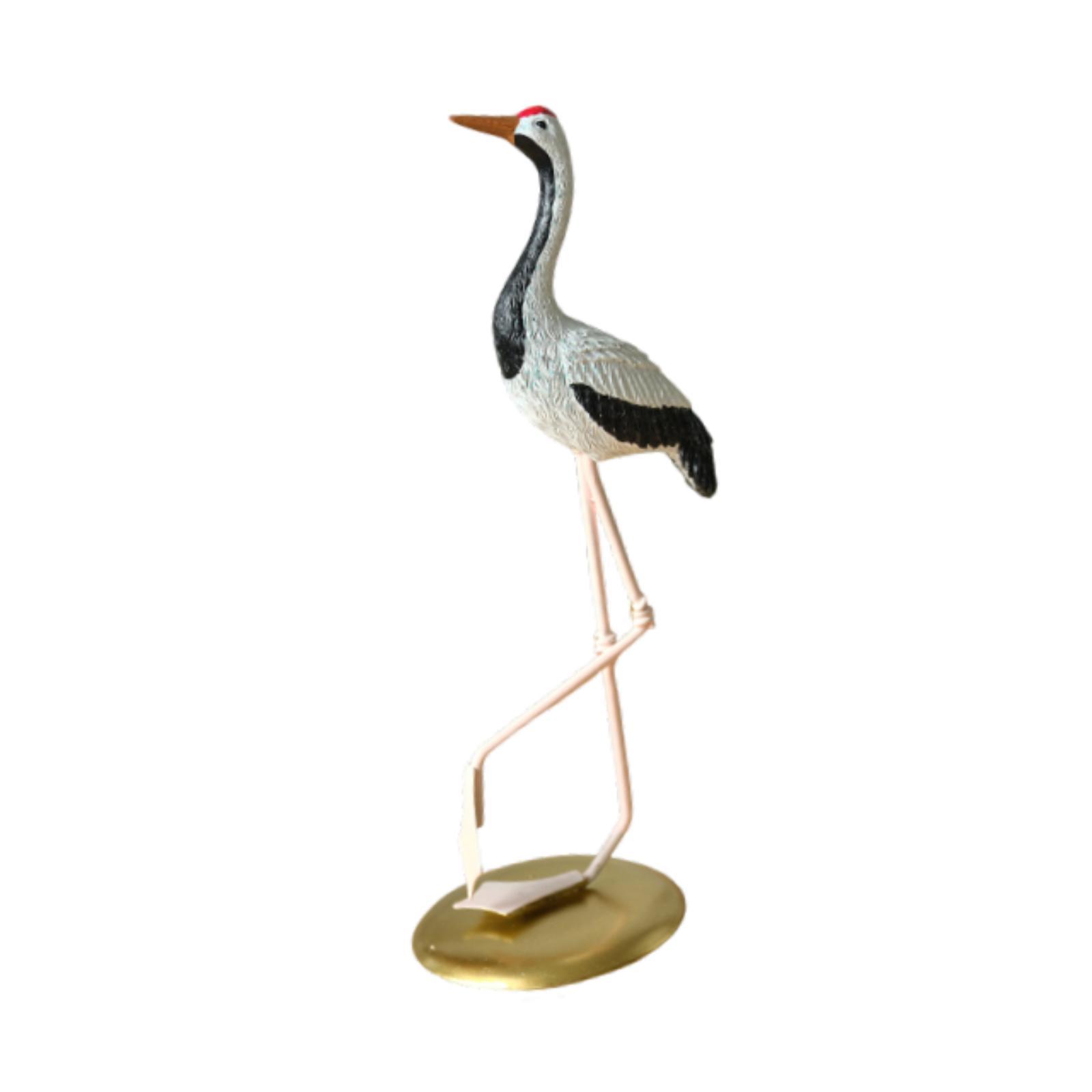 Pond Decoration Crane Statue Resin Ironwork Animal Figure Yard Sculpture for Home Garden Decoration