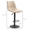 Bar Stools Set of 2 Pieces with Adjustable Height, in Steel and Polyester, 47.5x57.5x95-116 cm, Brown