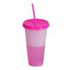 Hot 710ML PP Temperature Sensitive Color Changing Plastic Cup 24oz Large Capacity Water Cup Single-layer Transparent Straw Cup