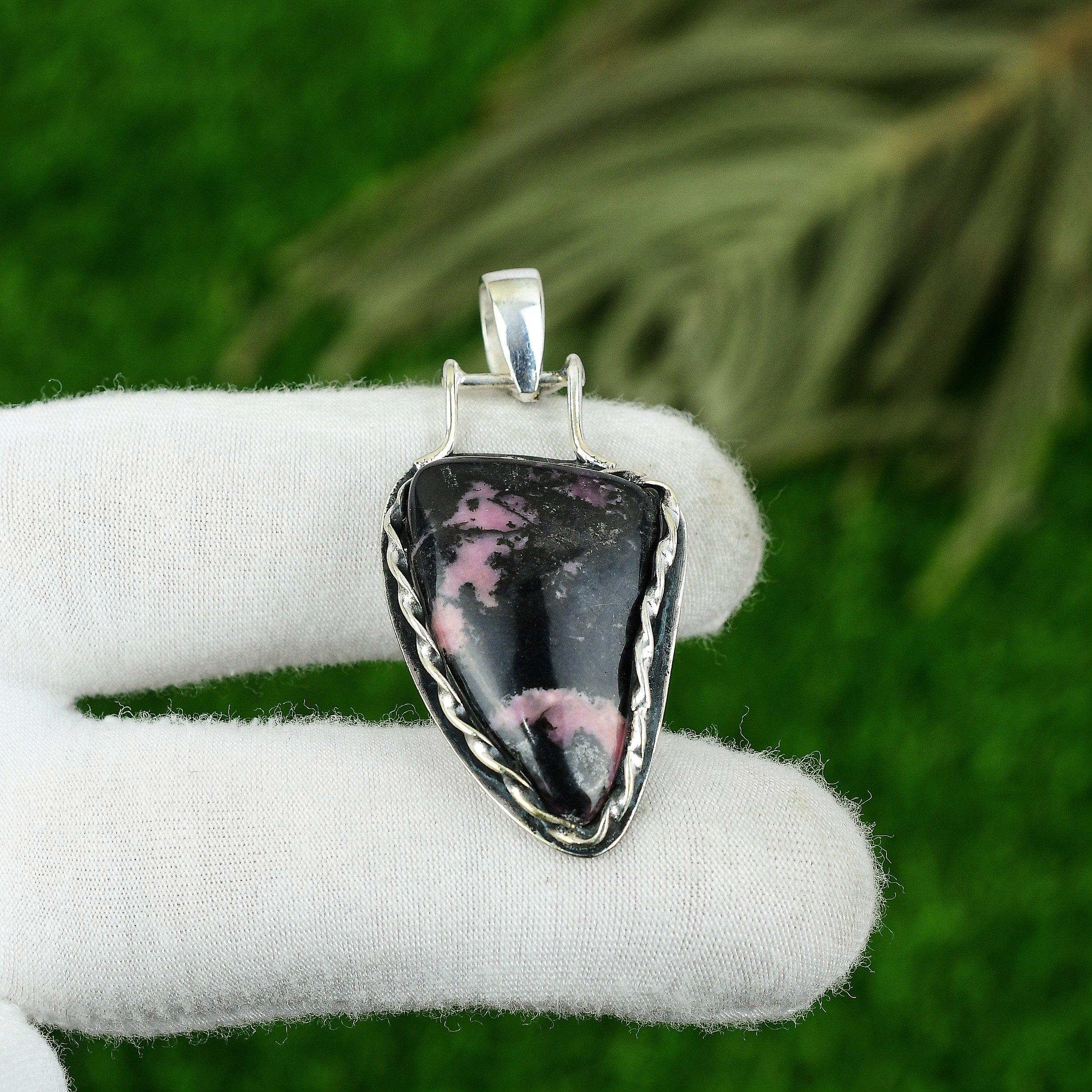 

Pear Natural Rhodonite 925 Sterling Silver Bezel New Daughter Pendant Jewelry