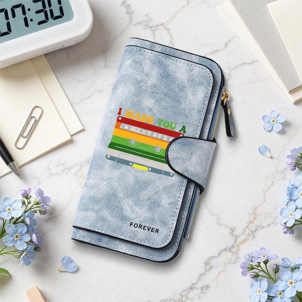 Vintage Cassette Print Fashion Wallet Portable Multi Card Holder Slim Purse