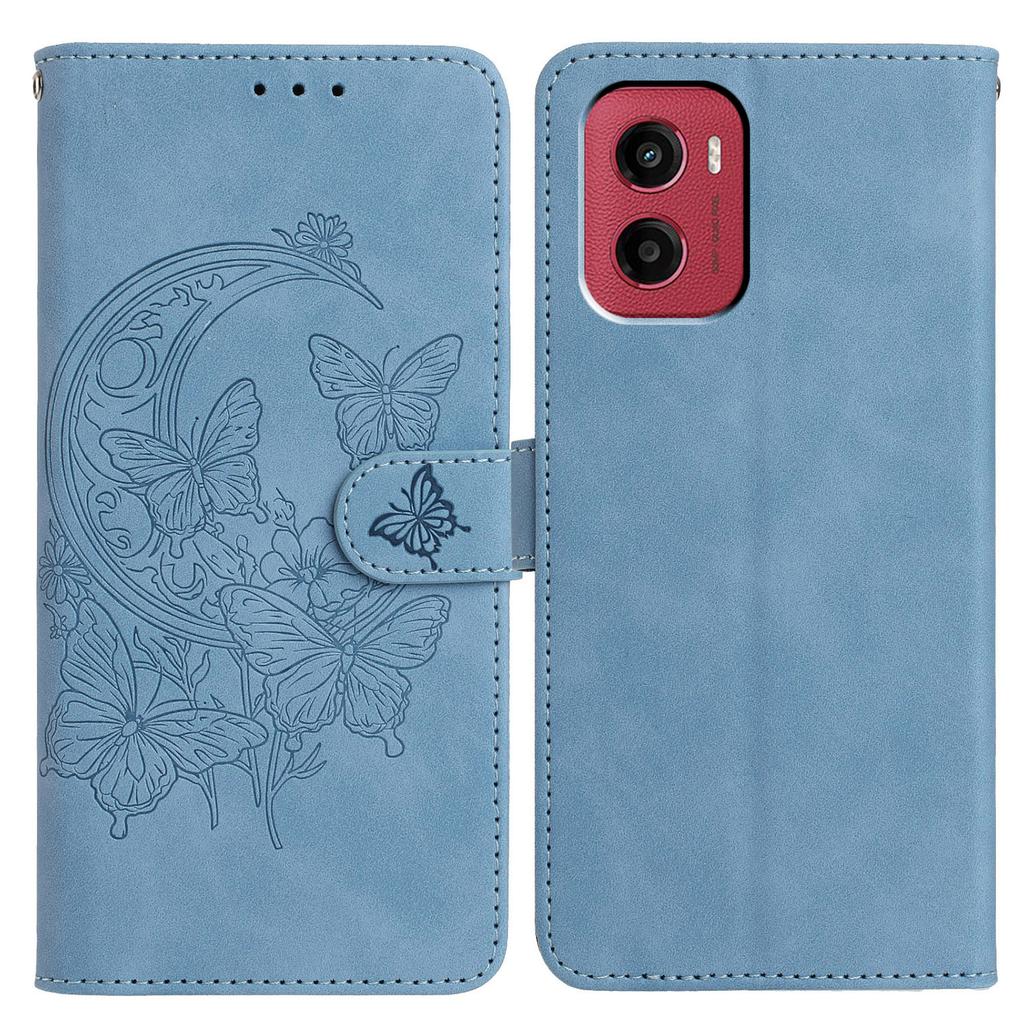 For Motorola Moto G05 4G/E15 4G Case Butterfly Flower Imprinted PU Leather Wallet Stand Phone Cover