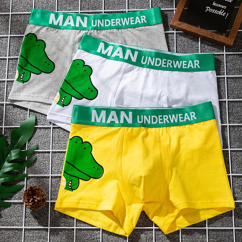 Men's Comfortable Cotton Crocodile Cartoon Print Boxer Briefs