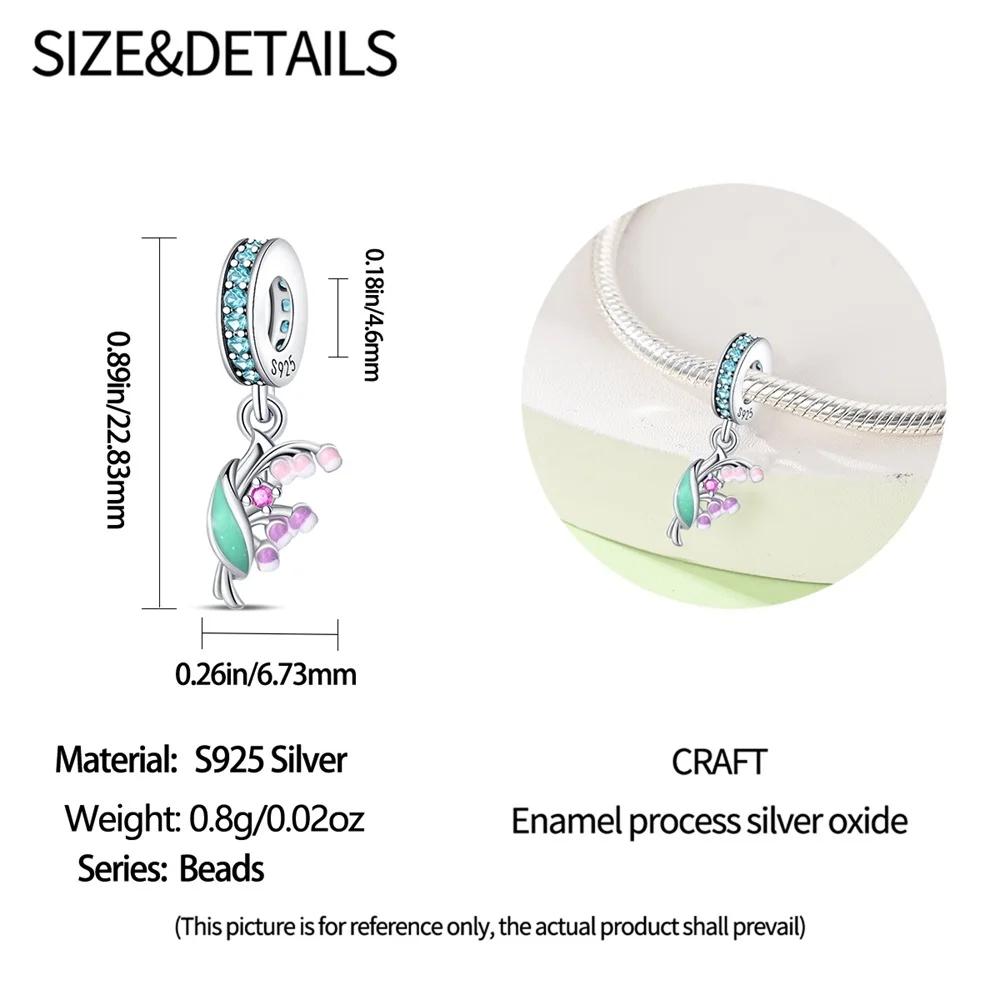 Charm Bead Charms Authentic Copper Plated Tulip Plants Insect Pendants Bead Charms Compatible With Bracelets Diy Fine Gift Women Delicate Jewellery