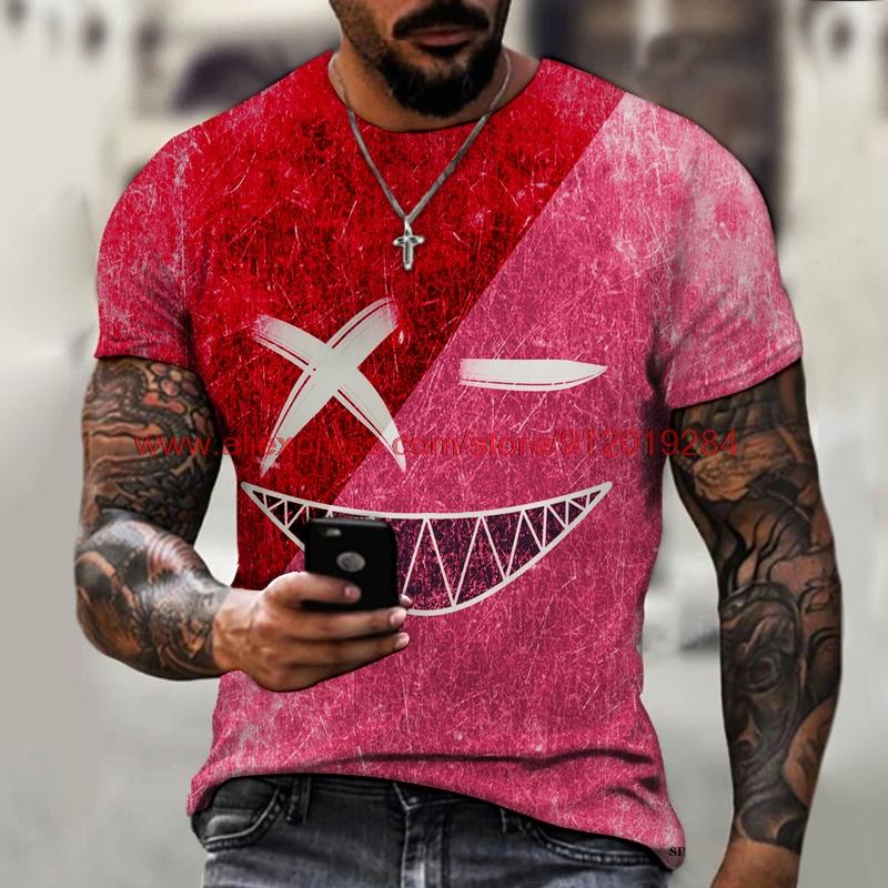 Herren T-Shirt mit lustigem Muster, Horror-O-Ausschnitt, Sommermode, Top, Herrenbekleidung, große Größe, Streetwear, Herren-Hip-Hop-3D-T-Shirt, Top-T-Shirt