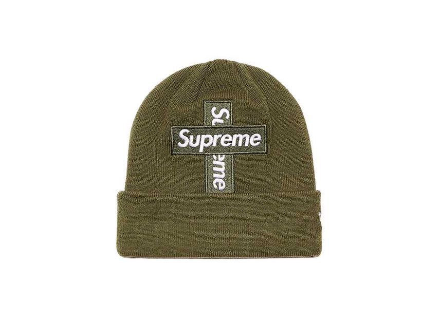 Supreme New Era Cross Box Logo Beanie Light Olive One-Size