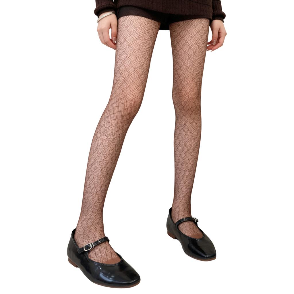 Women's Elegant Rhombuses Pattern Fishnet Pantyhose Aesthetic 90s Hollowout Sheer Mesh Tights for Work Or Casual Outfits