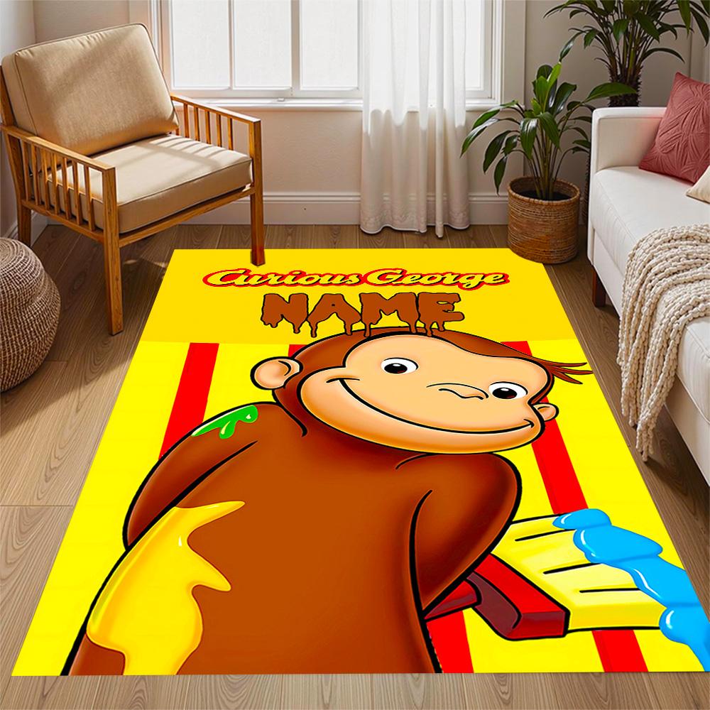 Curious Monkey Party Personalized Name Floor Mat Perfect for Bedrooms Study room Dormitory Playrooms Anti-slip Rug Decorate Offices