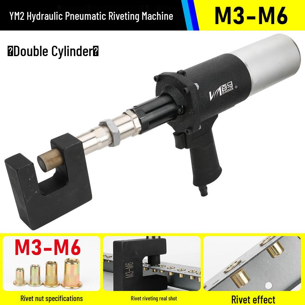 Dual-Column Hydraulic Pneumatic Riveting Machine with Rivet and Nut Gun