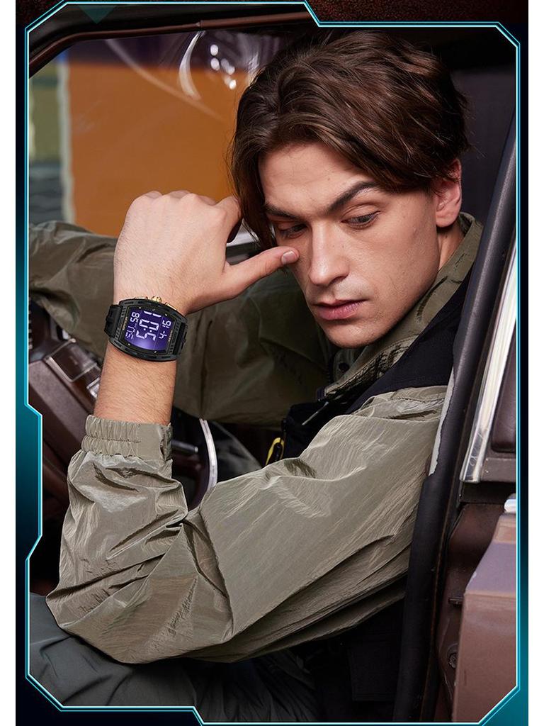 Sanda Student Dual-Time Waterproof Luminous Barrel-Shaped Watch for Men - Model 6328