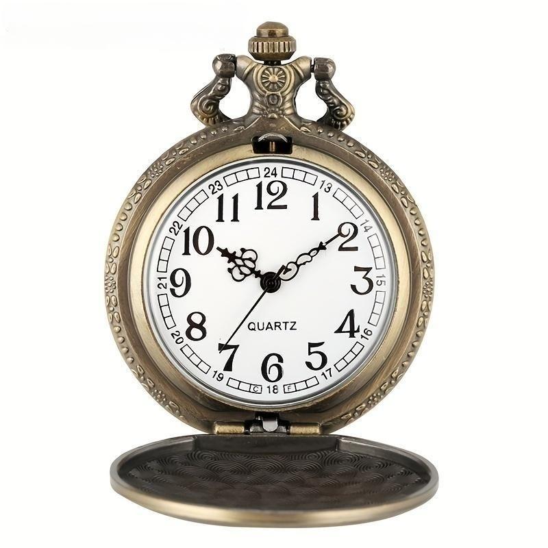 Vintage Bronze Poker Cartoon Quartz Pocket Watch for Men Women