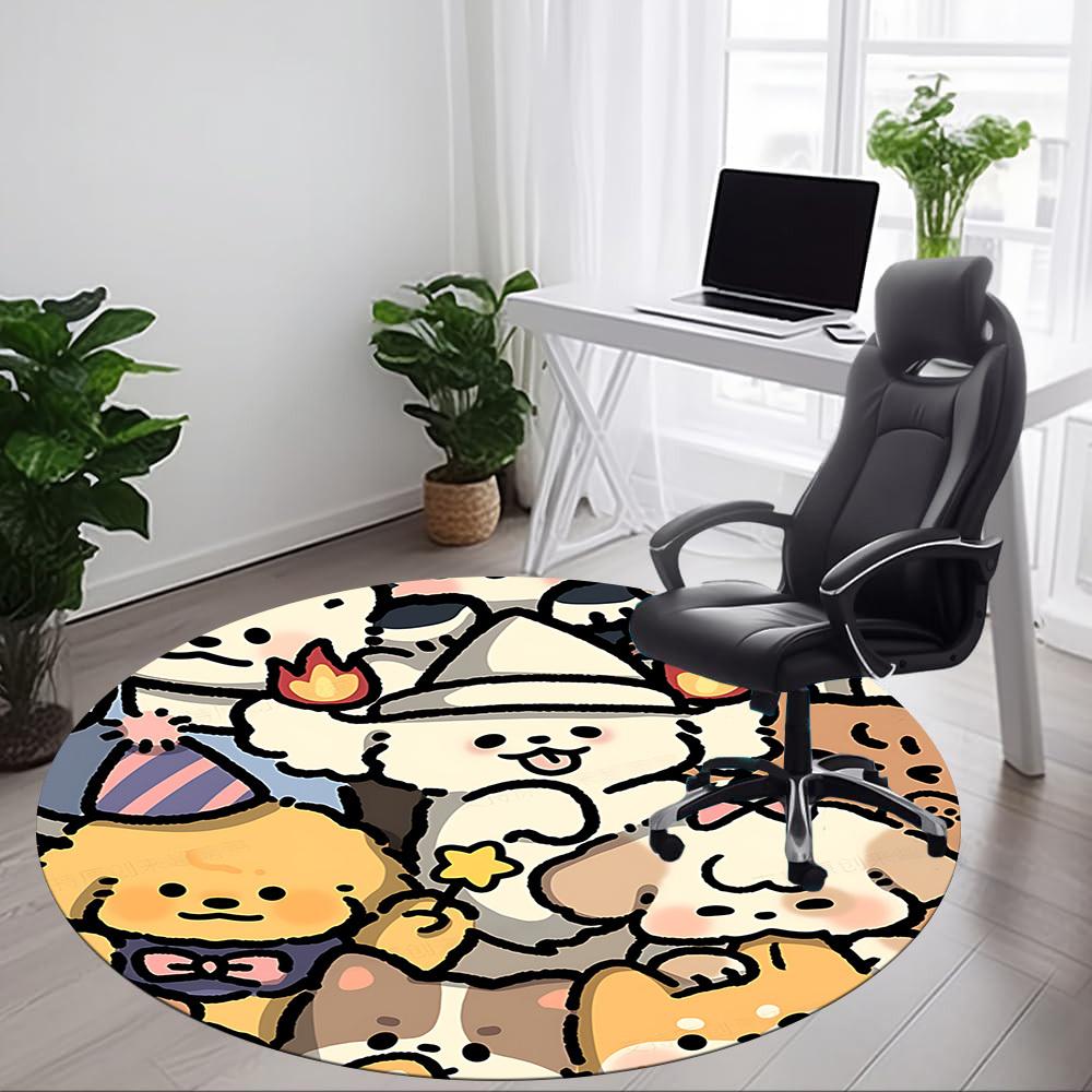 1pc Cute Animals Chair Carpet for Office, Soft, Non-Slip Polyester Mat, Office, Living Room, Bedroom, Durable Polyester yy251207167