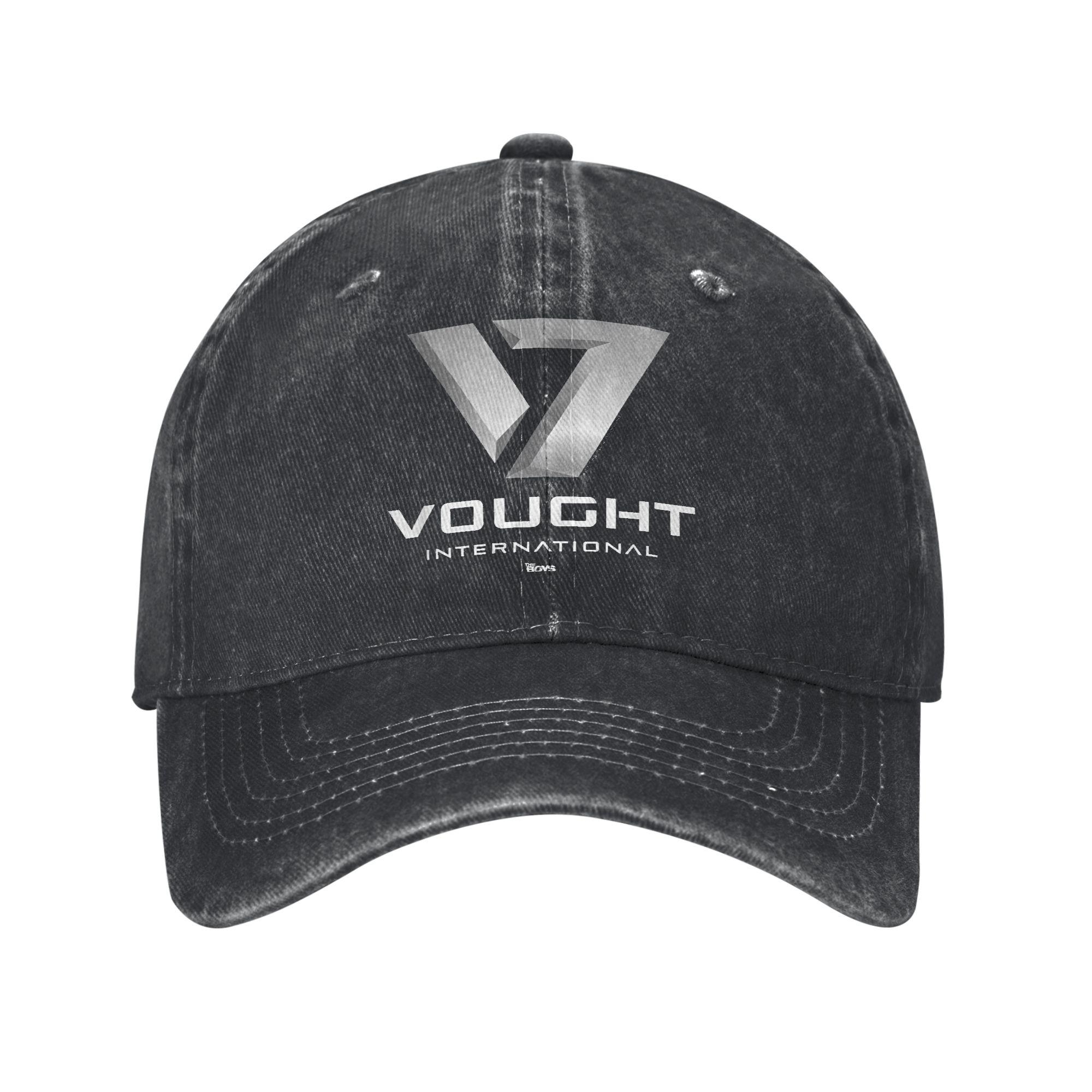 The Boys Vought International Logo Baseball Cap Distressed Denim Washed Hats Vintage Hats Are Versatile. Adjustable& 8Y