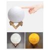 Moon Night Lamp USB Rechargeable Dual Colors Lighting Moon Light Ball with Wooden Stand for Home Bedroom 8cm