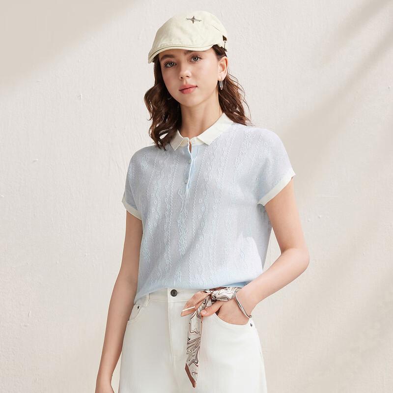 Zhao Jun Women's Lace Jacquard Knit Short Sleeve Top