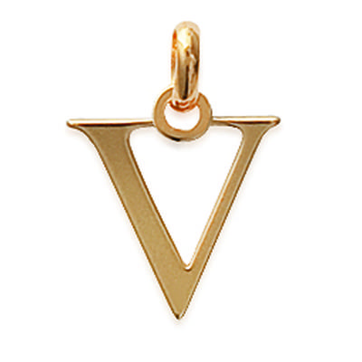 [J9606] - Gold Plated 'Letter V' Pendant - 12x12 Mm