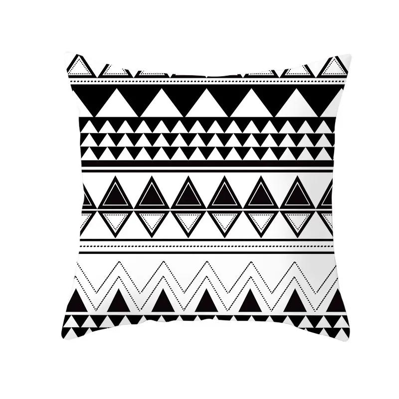 Black White Geometric Pattern Cushion Cover Polyester Sofa  Upholstery Pillowcase Home Decor