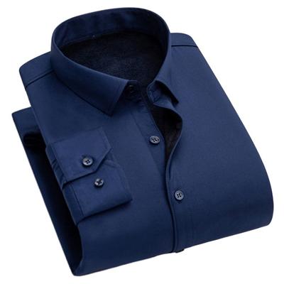 Männer Herbst Winter Business Hemd Revers Langarm Einreiher Formale Hemd Slim Fit Einfarbig Dicke Fleece Futter Hemd tops