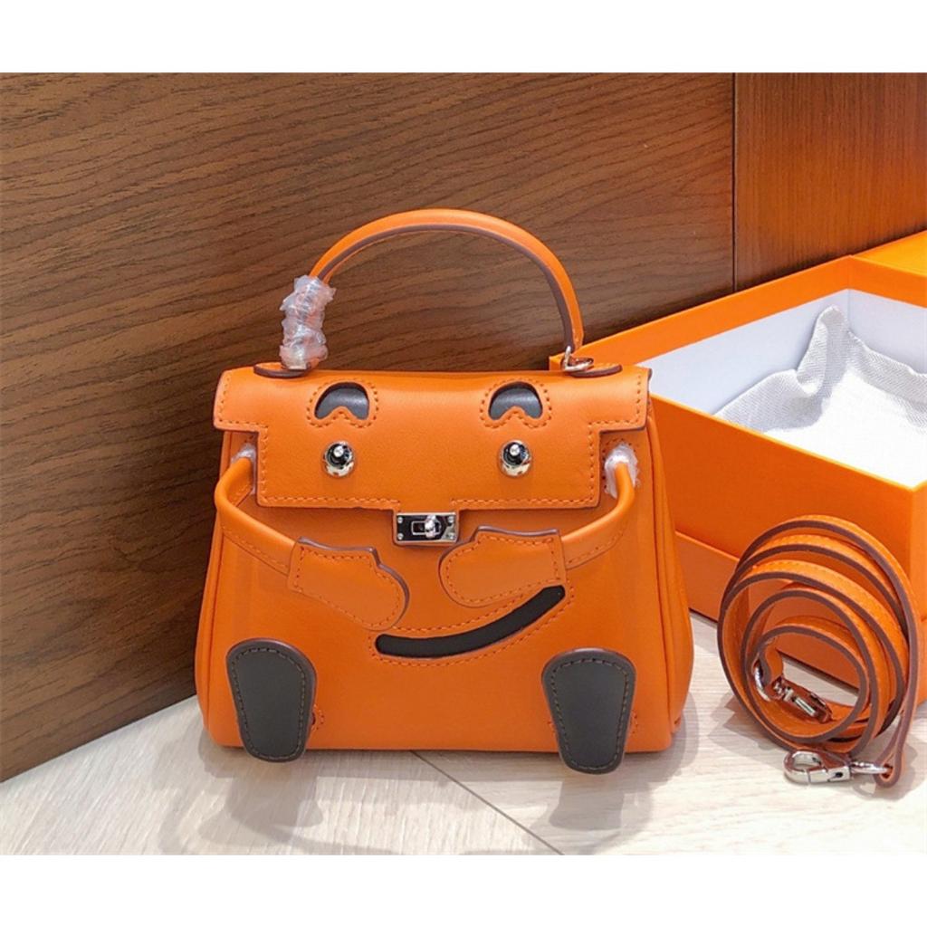 Smiley Bag 2025 New Cute Mini Messenger Bag First Layer Cowhide Shoulder Handbag Spoof Kelli Bag Woman
