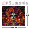 One Oversized Polyester Sugar Skull Background Banner, Featuring a Vivid Mexican Party Theme and a Skeleton Wall Decoration.zyc
