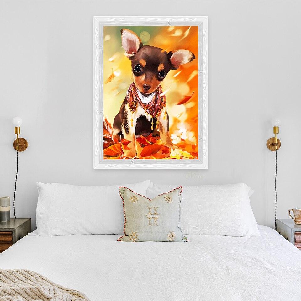 New 5D DIY Diamond Painting Dog Diamond Embroidery Animal Cross Stitch Full Round Drill Home Decor Manual Halloween Gift