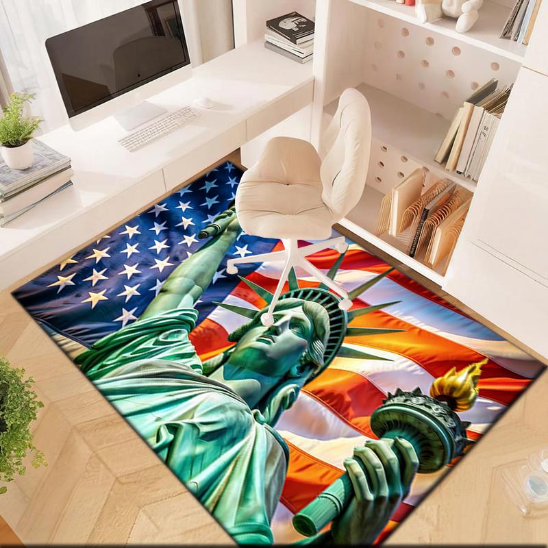 1pc Statue of Liberty, USA Carpet Rug for Living Room Bedroom Home Sofa Decoration,Kids Play Non-slip Floor Mat
