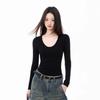Spicy Girl Retro Long Sleeve Slimming T-shirt for Women