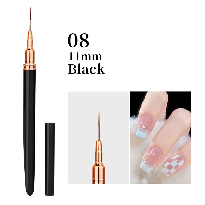 7/9/11/15/25mm Nail Brush Acrylic French Stripe Line 1Pcs Pink Black UV Gel Painting Pen Carved Nail Art Liner Brush For Manicur