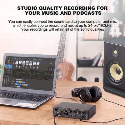 Karta dźwiękowa interfejsu audio USB RHM 2 wejścia 2 wyjścia karta dźwiękowa interfejsu audio z zasilaniem Phantom 48 V