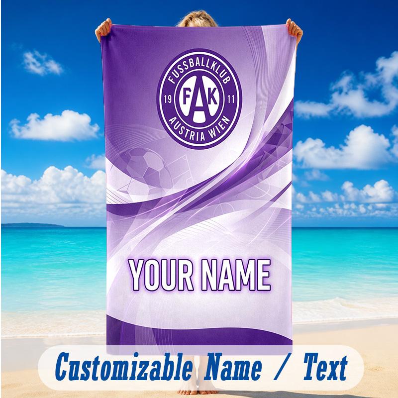 Toalha de Praia Nome Personalizado Texto, Toalha Grande de Secagem Rápida Para Praia Casa Áustria Wien FC