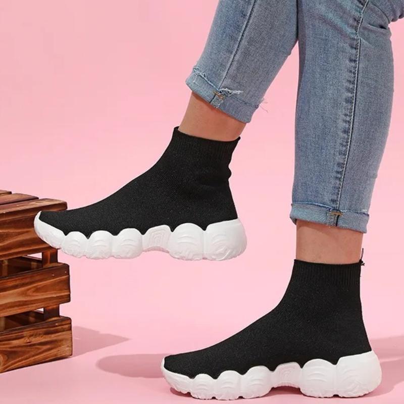 Elastic Socks Shoes Slip-on Casual Sneakers Women Walking Shoes Men High-top Leisure Shoes Knitted Platform Footwear Breathable