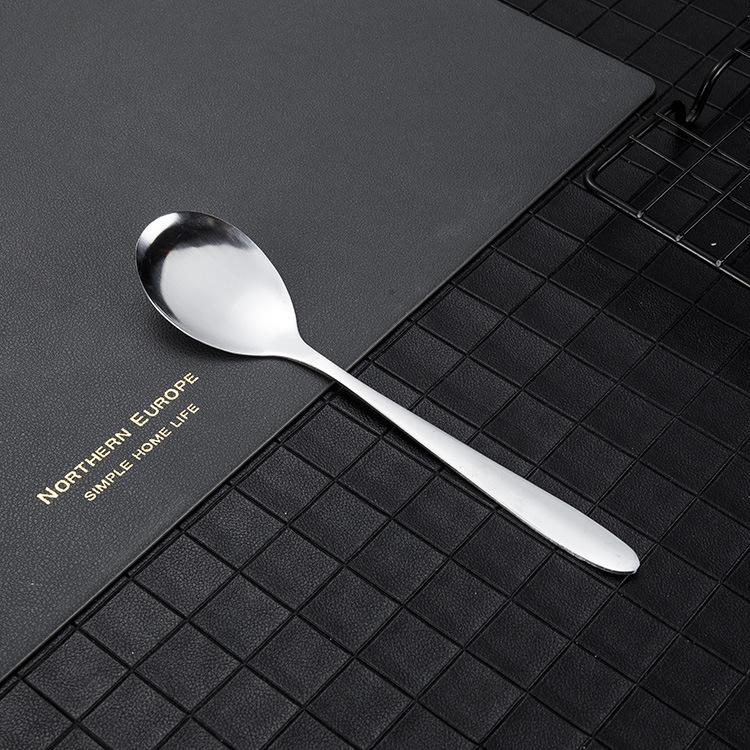 Bare solid color stainless steel spoon Yuan household eating spoon stirring spoon coffee spoon tableware set