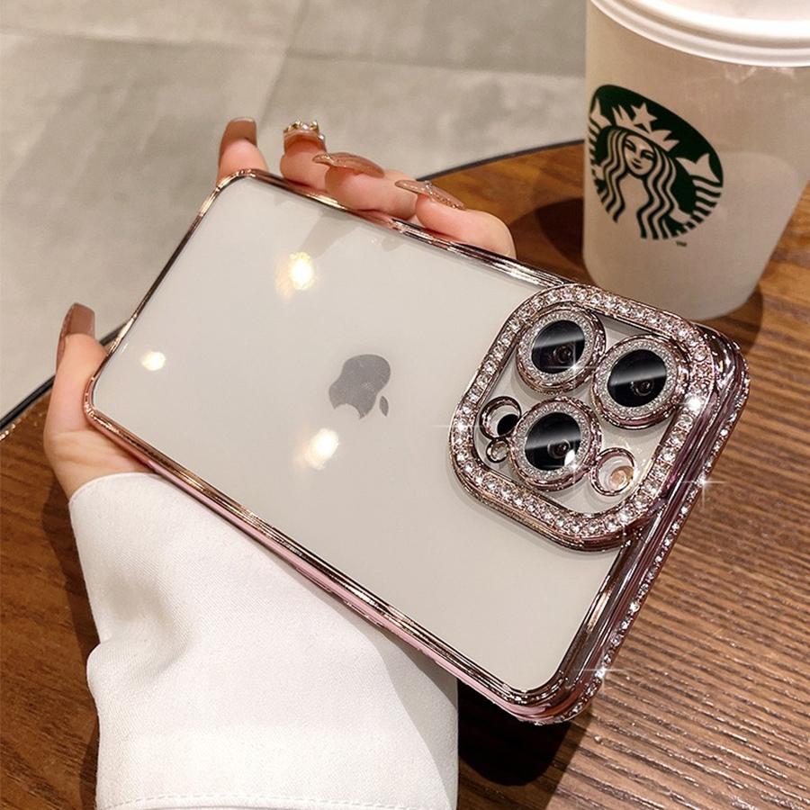 Luxusní pouzdro na telefon Bling Bling Diamond Frame pro iPhone 16 Pro Max 16 Plus 16 iPhone 15 14 13 12 11 Transparentní nárazuvzdorný kryt