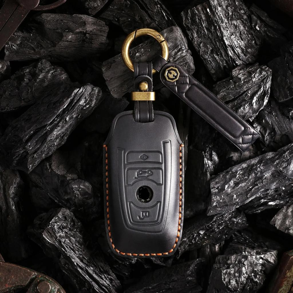 Leather Car Key Case Cover Fob Keychain Accessories for BMW Series 3 F30 F10 F18 F22 F01 X3 X4 F06 F02 M3 M5 Keyring Holder Bag