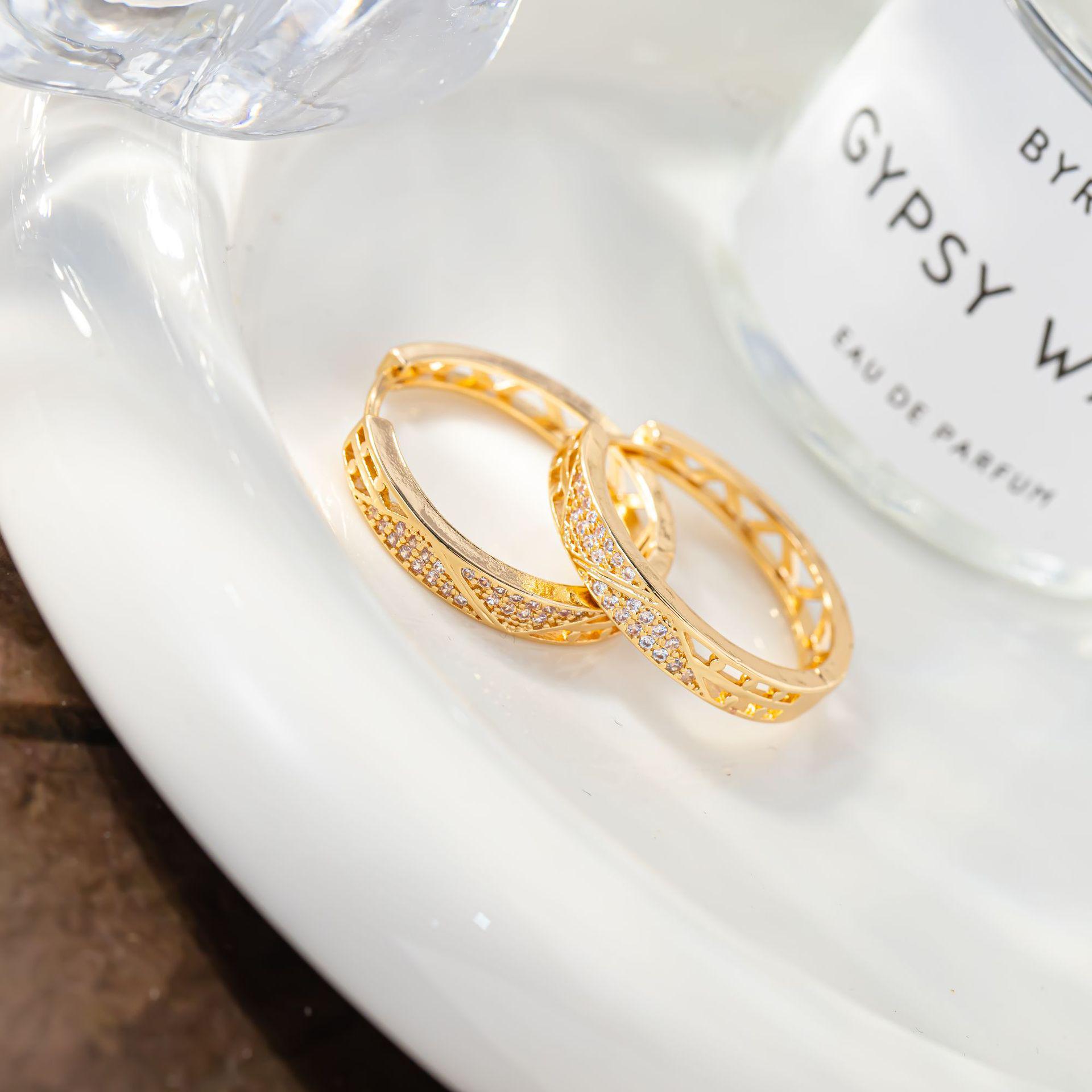 Elegant Gold-Plated Rhombus Zircon Hoop Earrings for Women