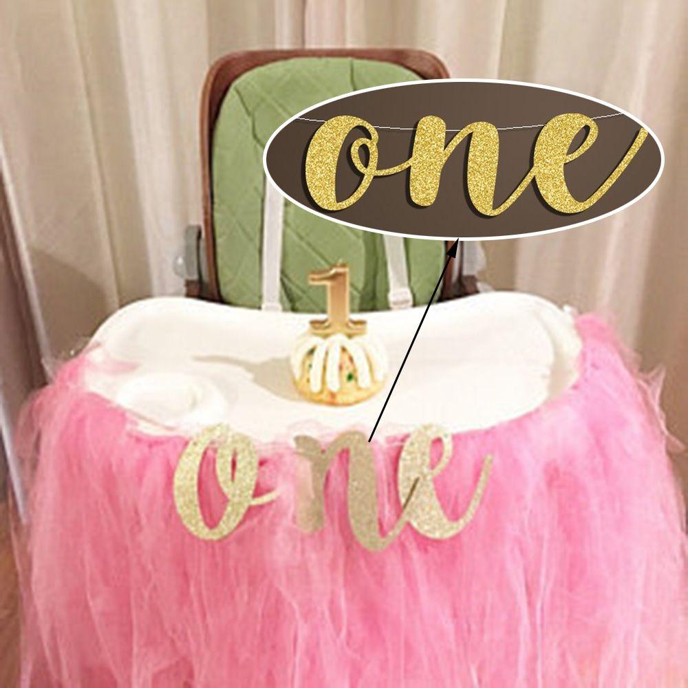 Prince Princess ONE Photo Prop 1st Birthday Party Decor Garlands Hanging Flag Bunting Banner