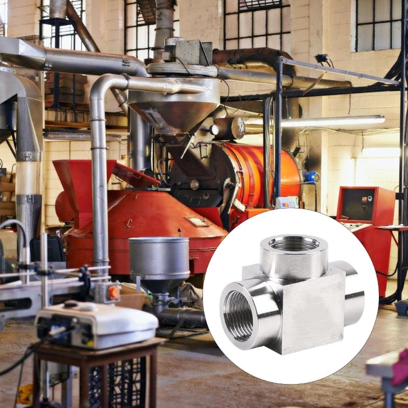 2Pcs High Pressure Pipe Fitting Adapter Replacement Stainless Steel T Type Tees Connector for Home Industrial Use