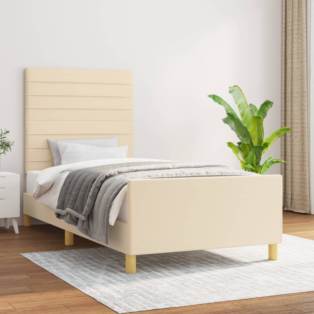 Bed Frame without Mattress Cream 80 x 200 cm Fabric