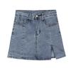 Damen Übergröße High Waist Denim Minirock mit Schlitz - Retro A-Linie, Figurformender Sommer-Stil
