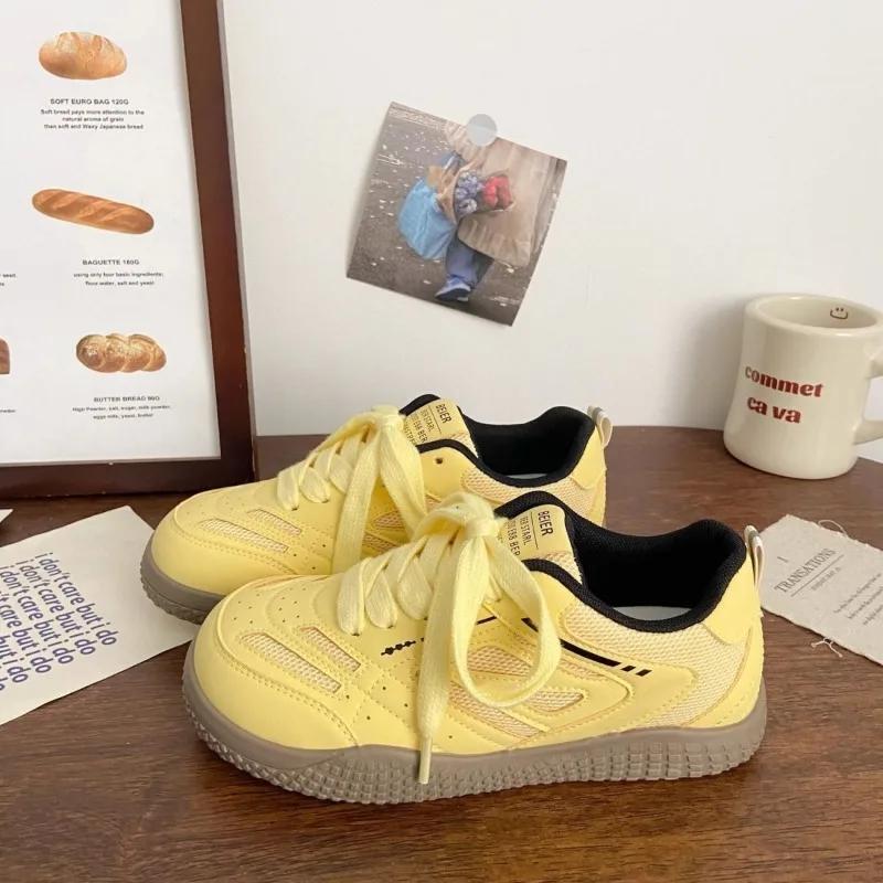 Fashion Women's round head sports shoes, breathable mesh fabric, soft sole, front lacing, non-ald single shoes, autumn fashion, new