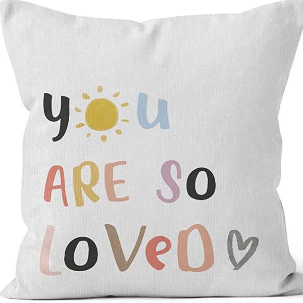 

Rainbow Printed Linen Pillow Case Simple Letter Sofa Living Room Home Decoration Pillow Cushion 45 * 45Cm (without pillow core)