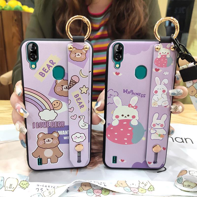Cute Wristband Phone Case For Blackview A60 Pro Silicone Soft Case Durable Kickstand Shockproof Fashion Design Anti-dust