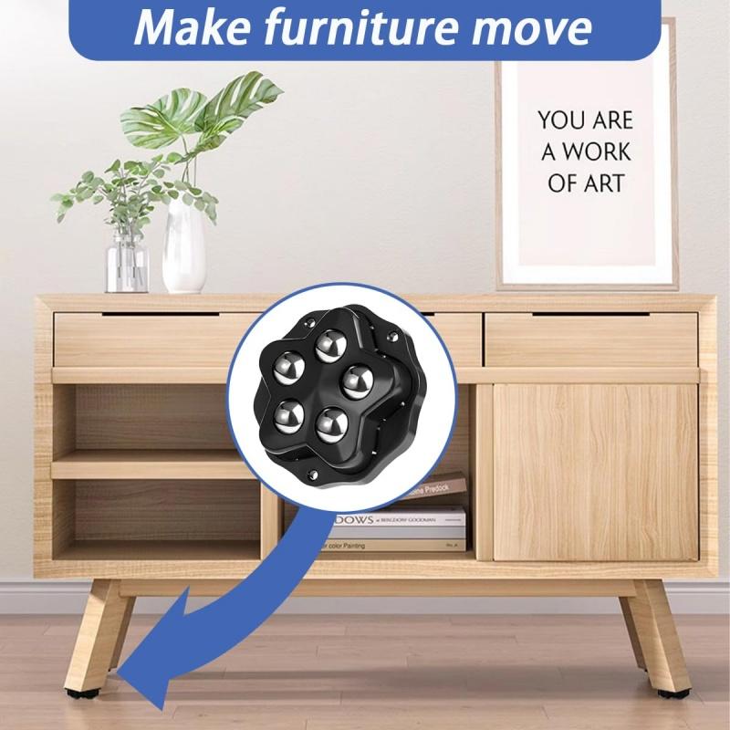 4Pcs Brake-operated Self Adhesive Caster,Heavy Duty 5 Beads Load-bearing,Universal 360° Rotating Wheel,No Noise Furniture Pulley