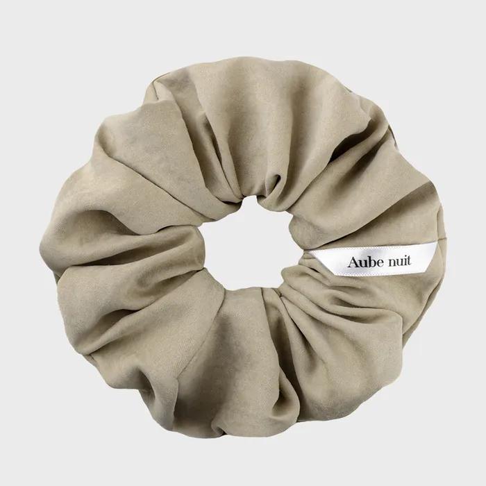 Silky Suede Hair Scrunchie Beige L