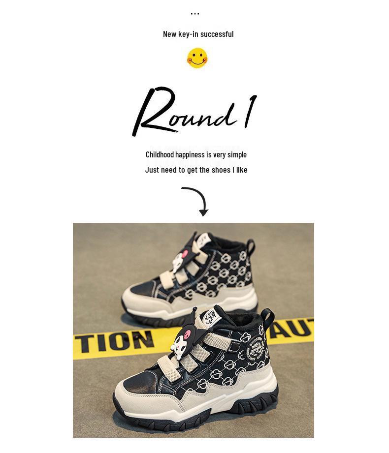 Sneakers in Cotone Foderate in Velluto per Bambini - Autunno/Inverno 2025, Calde, Antiscivolo, Suola Morbida, alla Moda per Bambini e Bambine