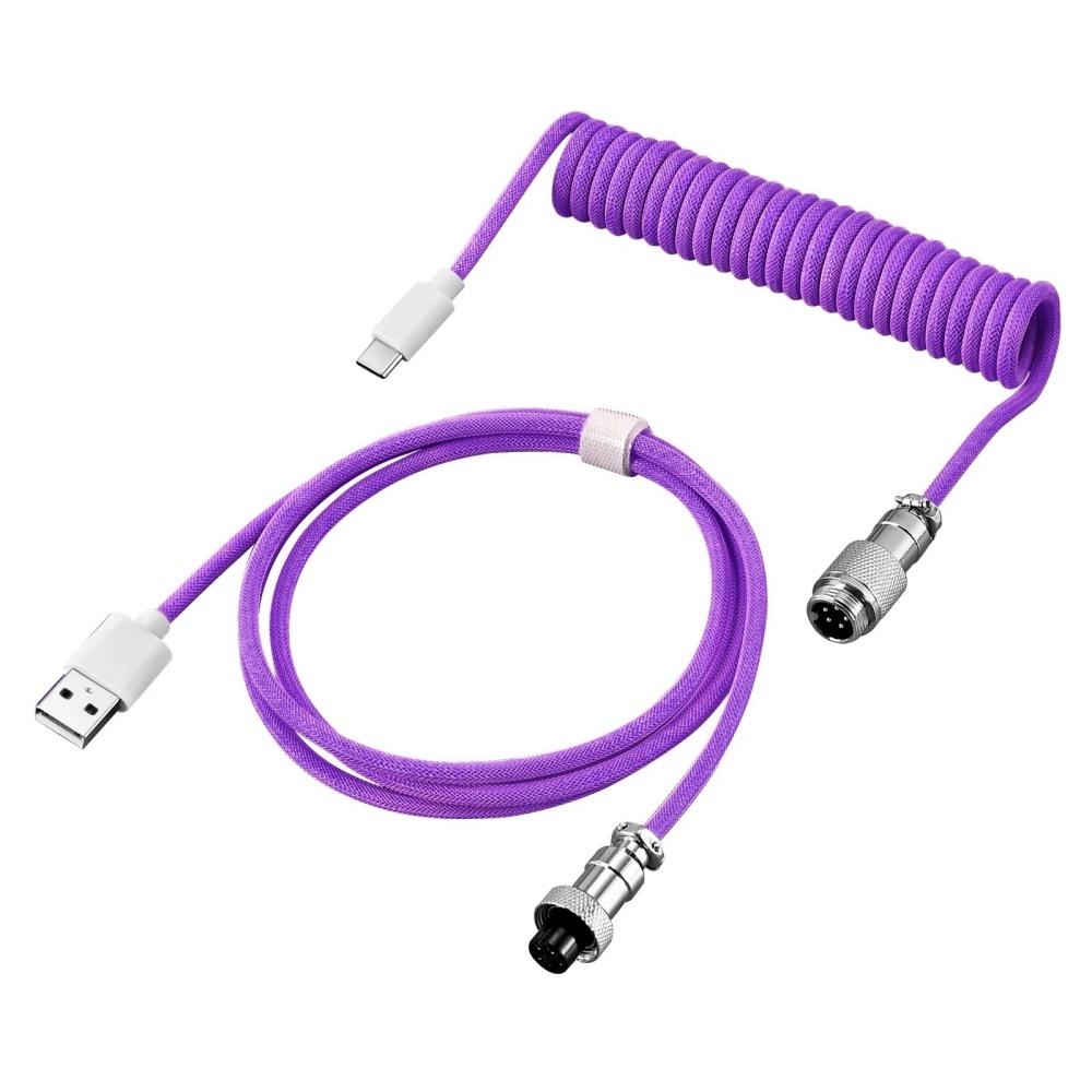 USB Type C Mechanical Keyboard Coiled Cable Hardware Linker Computer Aviation Mechanical Cable Spiral Gaming USB Keyboard Cable