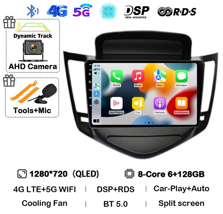 Android 14 Carplay Auto For Chevrolet Cruze 2008 2009 2010 2011 2012 4G+WIFI DSP Car Radio Multimedia Video Player GPS Head Unit